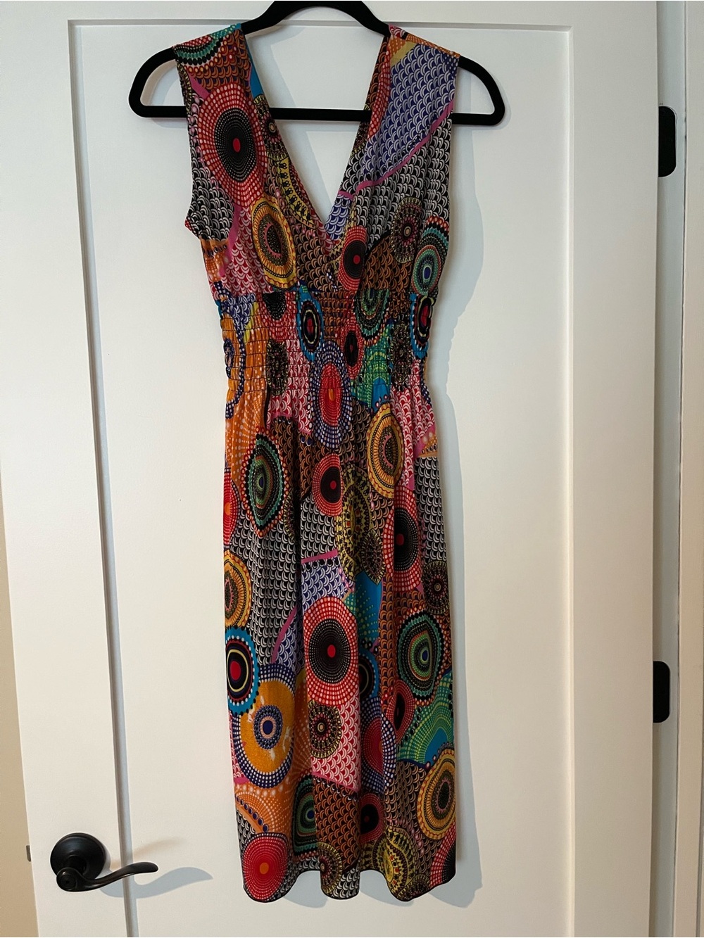 Multicolor Sleeveless V-Neck Midi Dress